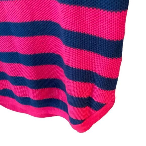 Southern Tide Sz M Raspberry Pink Blue Stripe Classic Cashmere Cotton Sweater - Picture 6 of 8